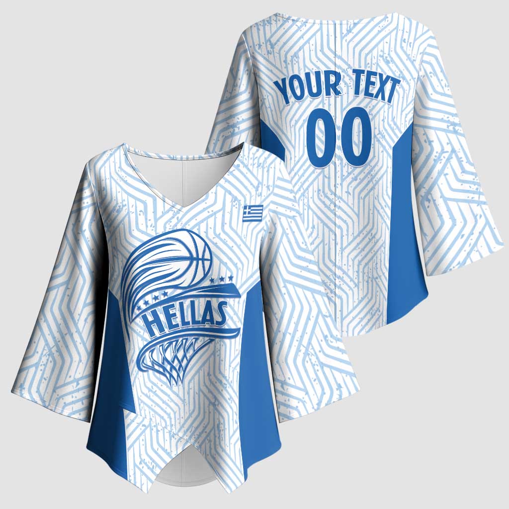 Hellas Basketball Custom Kimono Sleeve Blouse Go Greece White Version - Wonder Print Shop