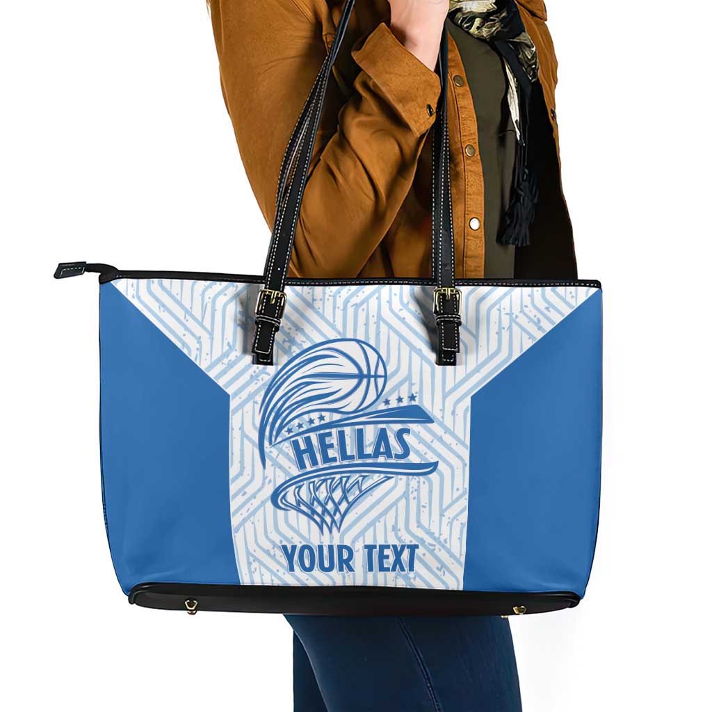 Hellas Basketball Custom Leather Tote Bag Go Greece White Version - Wonder Print Shop