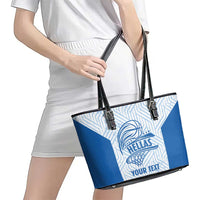 Hellas Basketball Custom Leather Tote Bag Go Greece White Version - Wonder Print Shop
