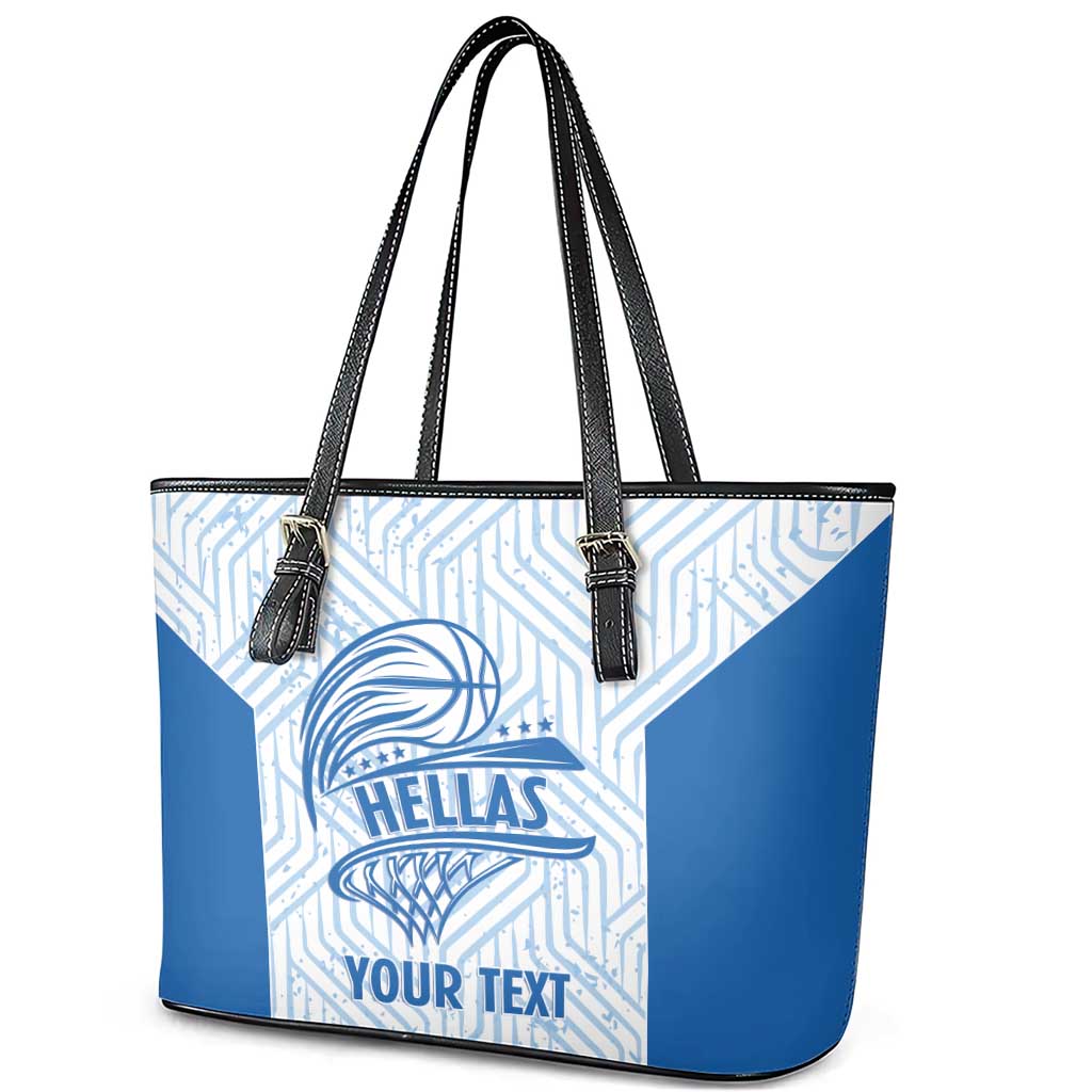 Hellas Basketball Custom Leather Tote Bag Go Greece White Version - Wonder Print Shop