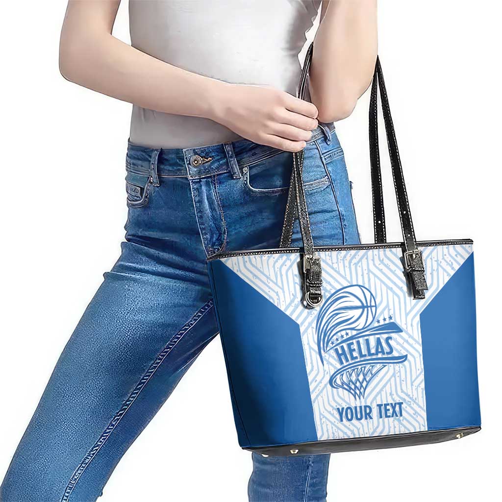 Hellas Basketball Custom Leather Tote Bag Go Greece White Version - Wonder Print Shop