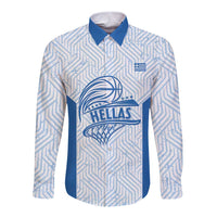 Hellas Basketball Custom Long Sleeve Button Shirt Go Greece White Version - Wonder Print Shop