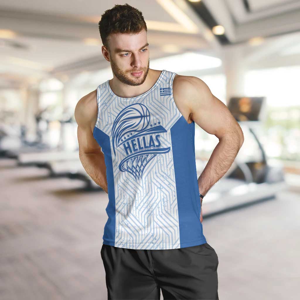 Hellas Basketball Custom Men Tank Top Go Greece White Version - Wonder Print Shop