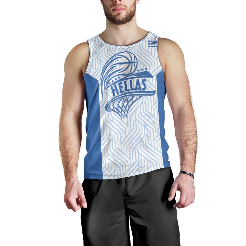 Hellas Basketball Custom Men Tank Top Go Greece White Version - Wonder Print Shop