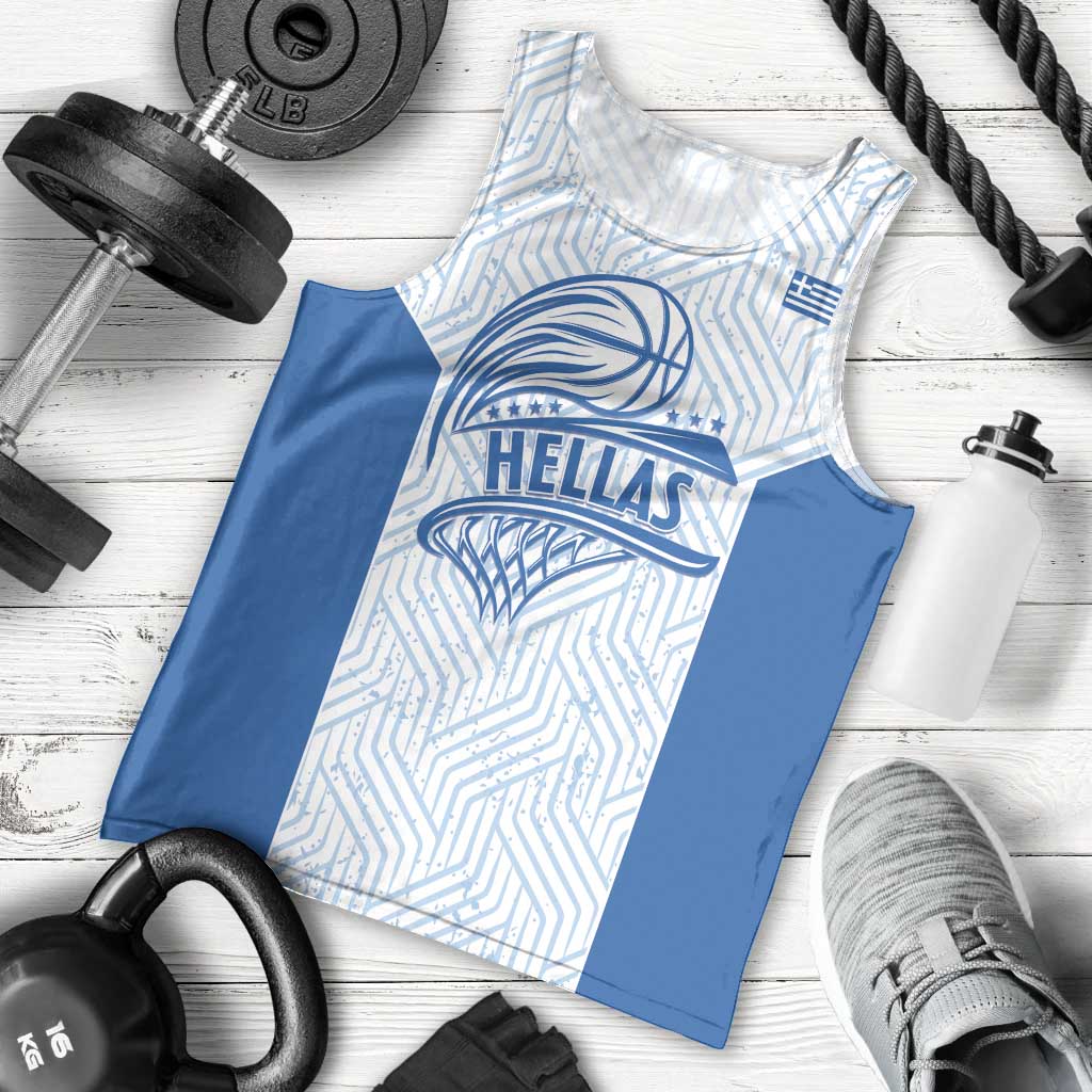 Hellas Basketball Custom Men Tank Top Go Greece White Version - Wonder Print Shop