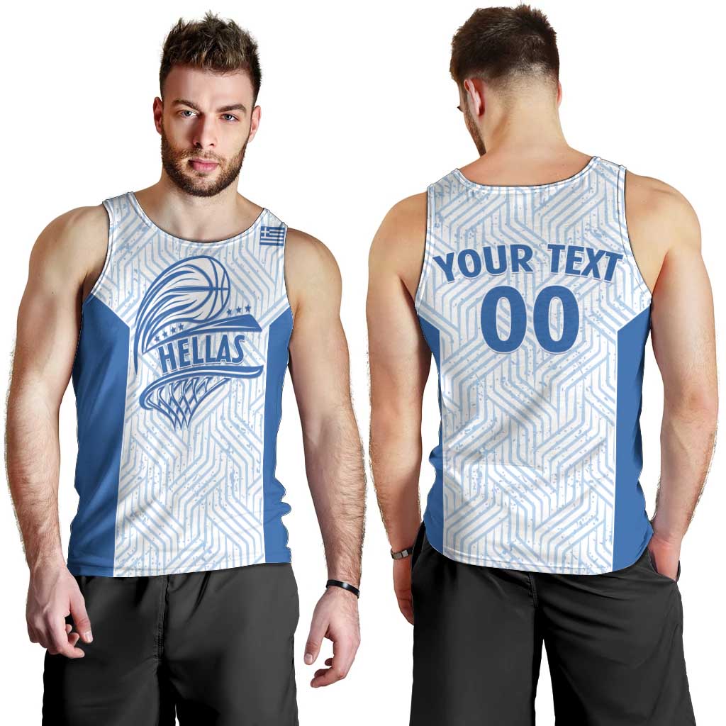 Hellas Basketball Custom Men Tank Top Go Greece White Version - Wonder Print Shop