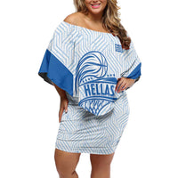 Hellas Basketball Custom Off Shoulder Short Dress Go Greece White Version - Wonder Print Shop