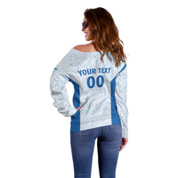 Hellas Basketball Custom Off Shoulder Sweater Go Greece White Version - Wonder Print Shop