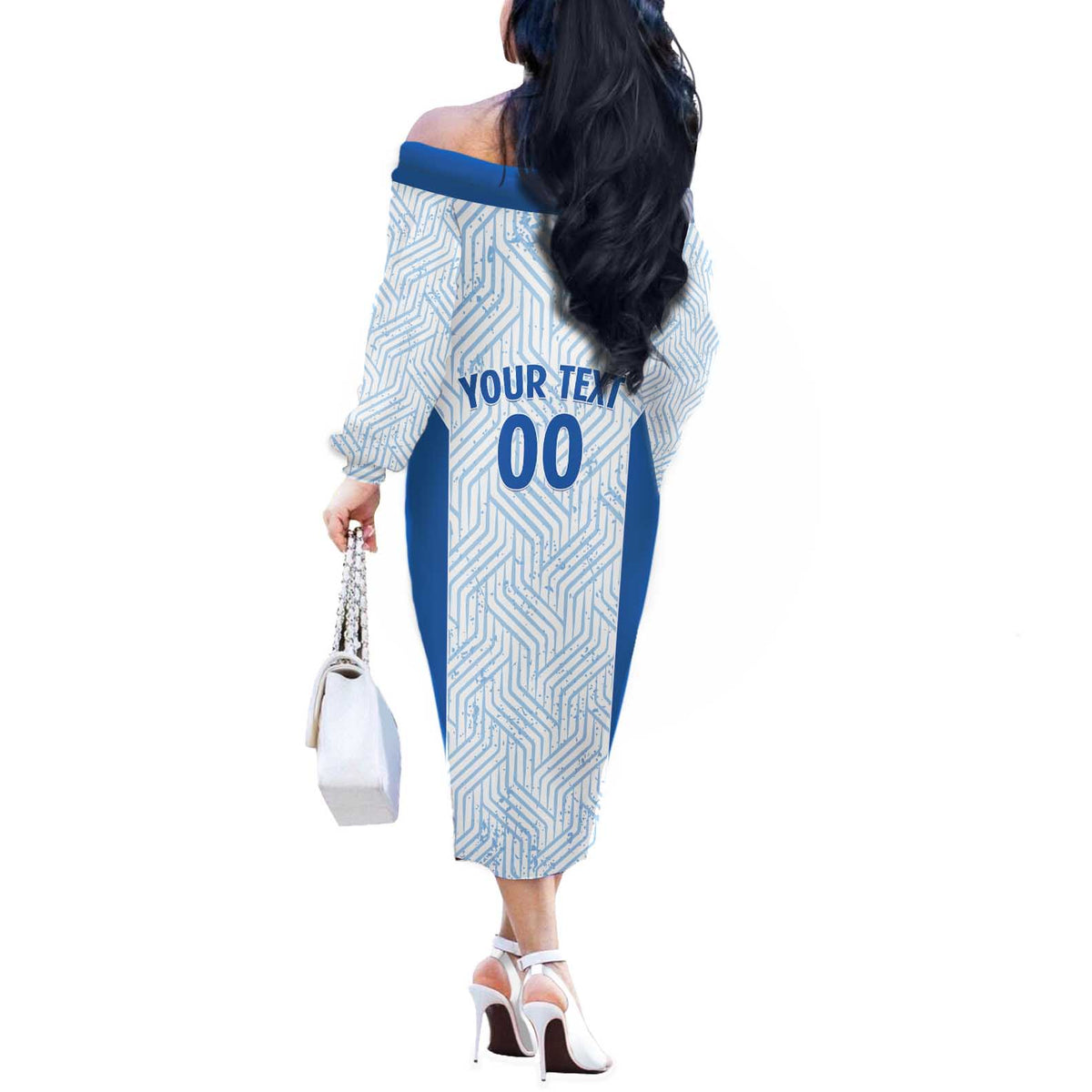 Hellas Basketball Custom Off The Shoulder Long Sleeve Dress Go Greece White Version - Wonder Print Shop