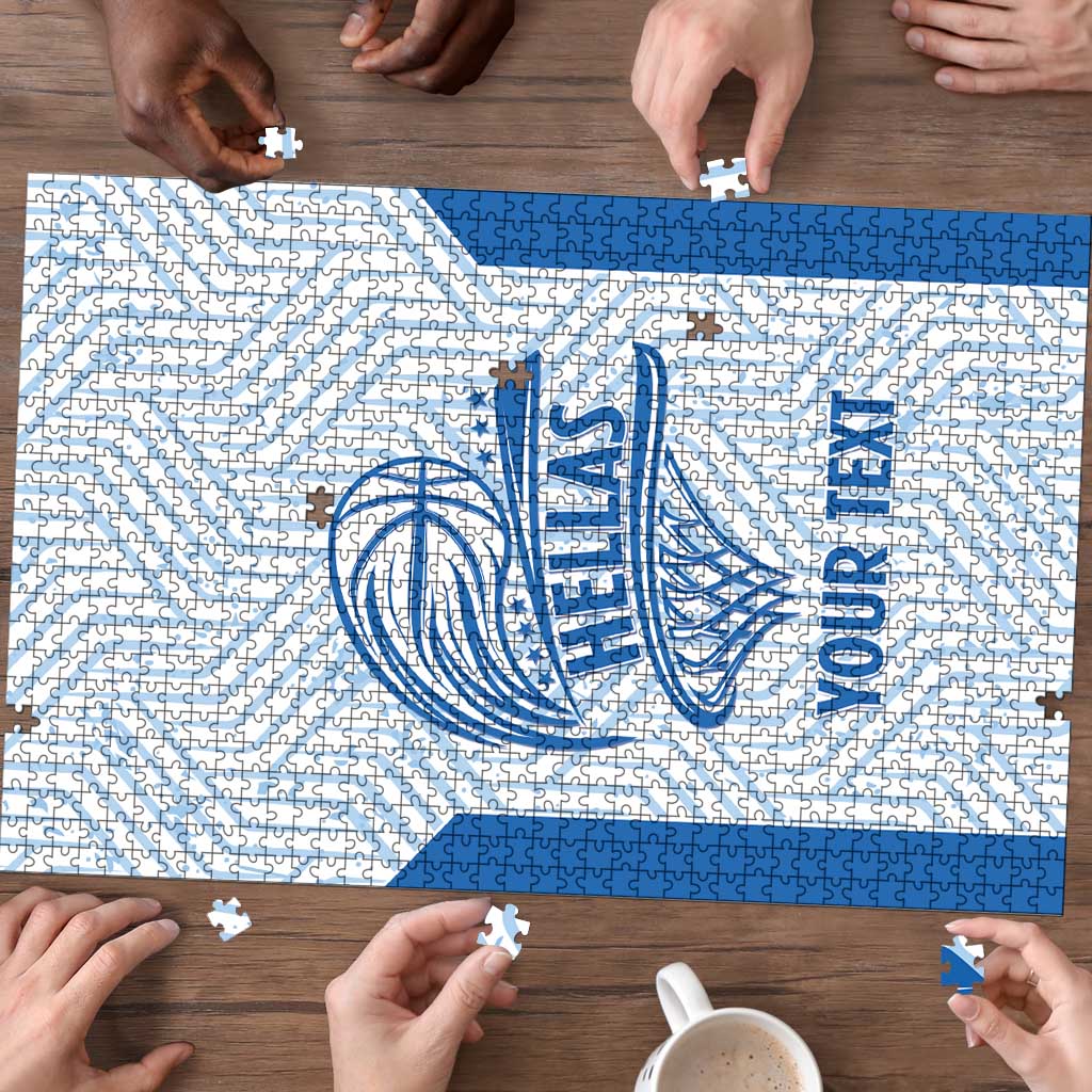 Hellas Basketball Custom Puzzle Go Greece White Version - Wonder Print Shop