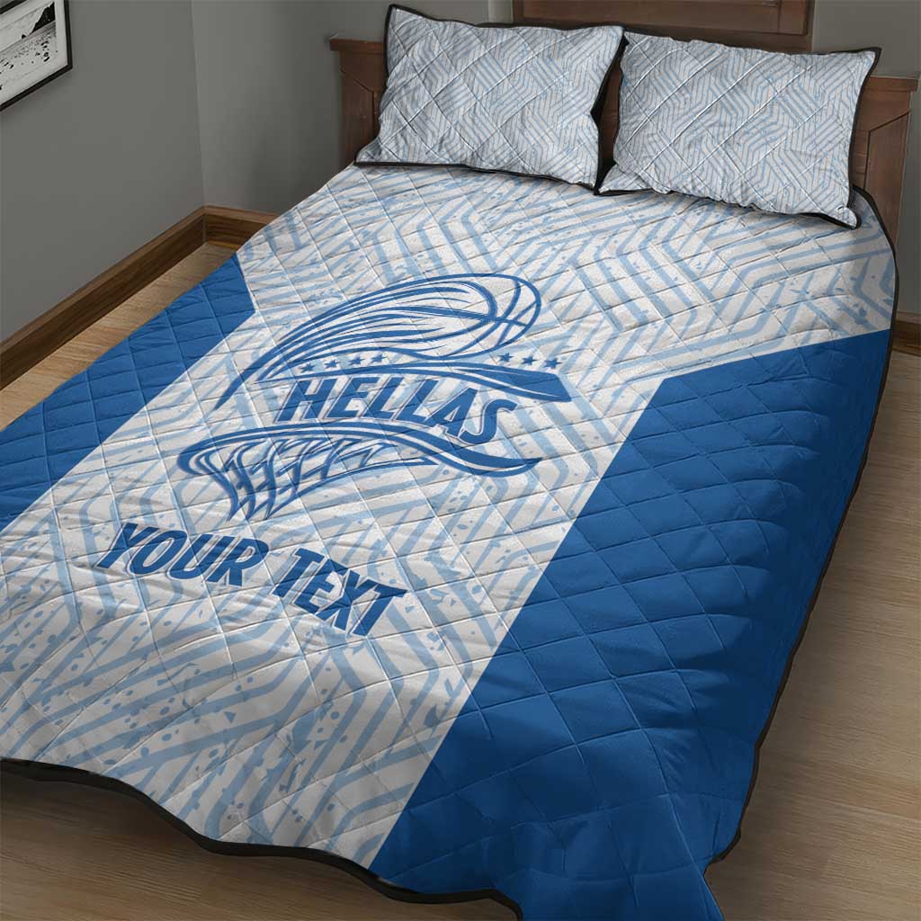 Hellas Basketball Custom Quilt Bed Set Go Greece White Version - Wonder Print Shop