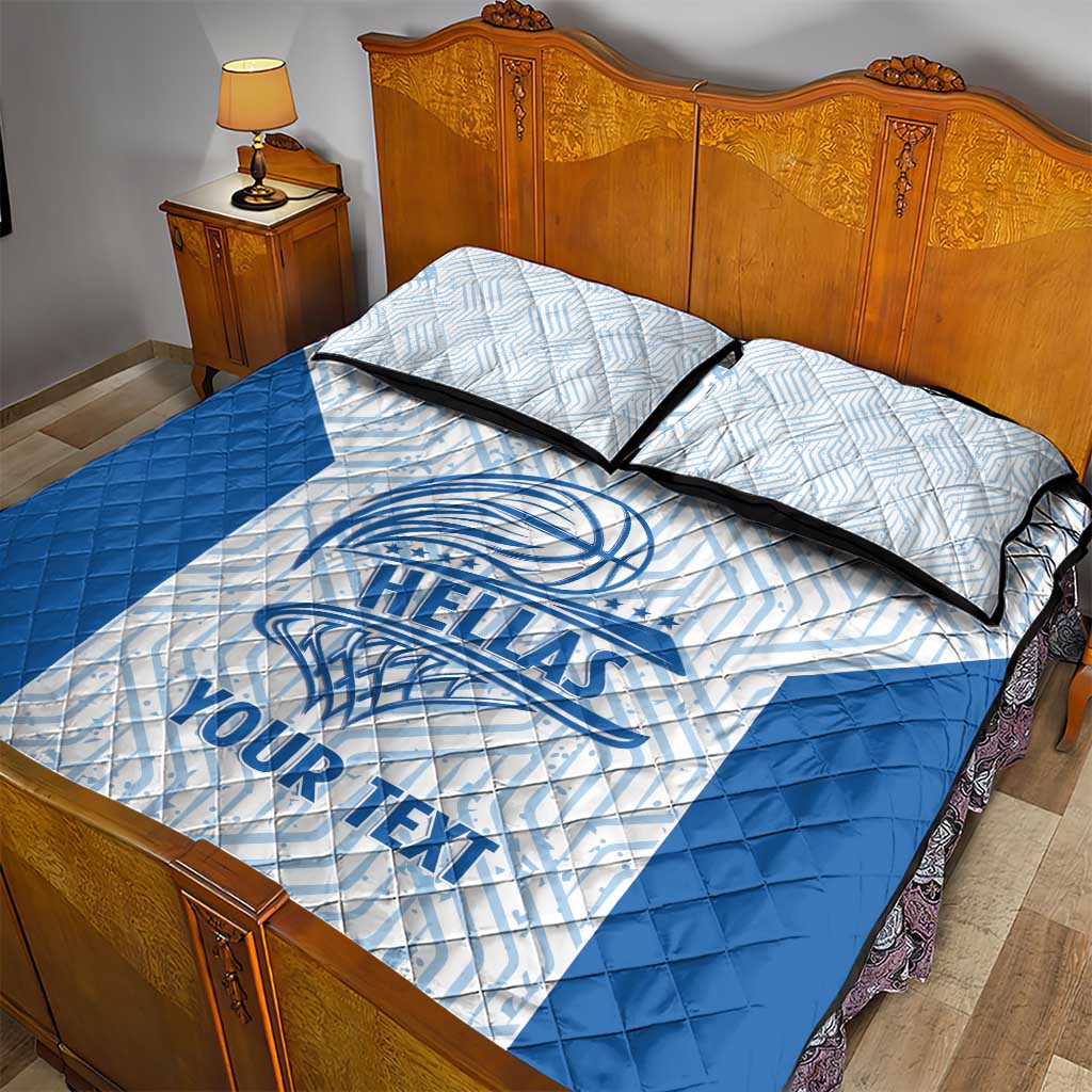 Hellas Basketball Custom Quilt Bed Set Go Greece White Version - Wonder Print Shop