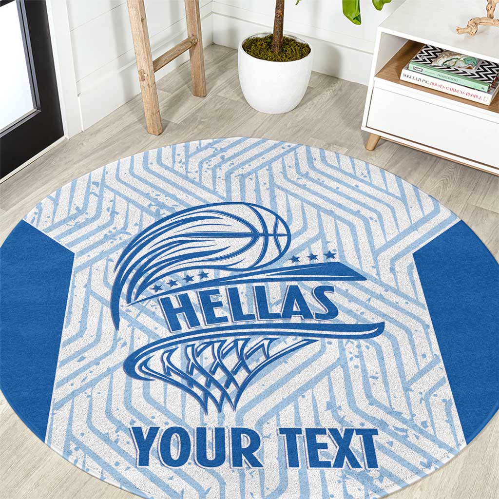Hellas Basketball Custom Round Carpet Go Greece White Version - Wonder Print Shop