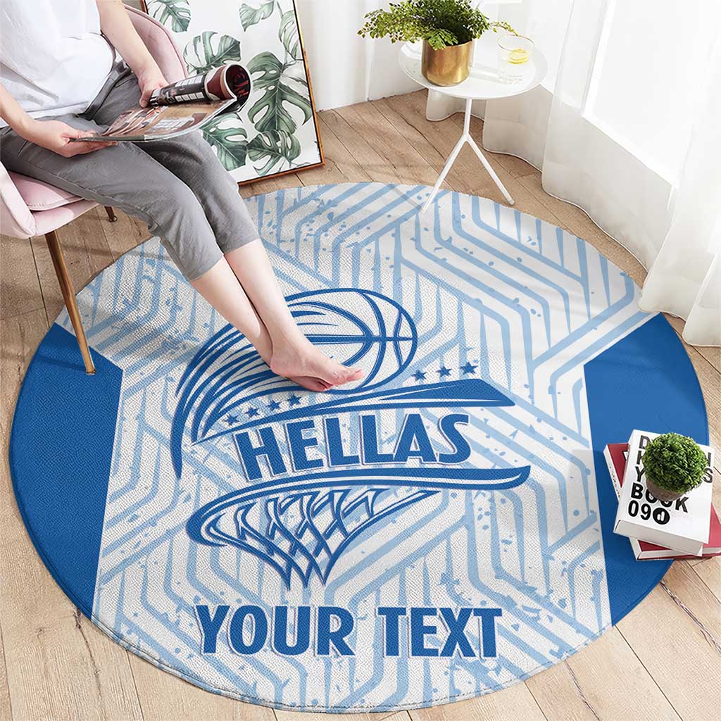 Hellas Basketball Custom Round Carpet Go Greece White Version - Wonder Print Shop