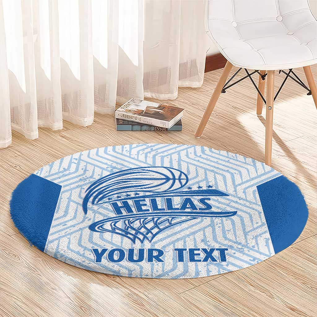 Hellas Basketball Custom Round Carpet Go Greece White Version - Wonder Print Shop