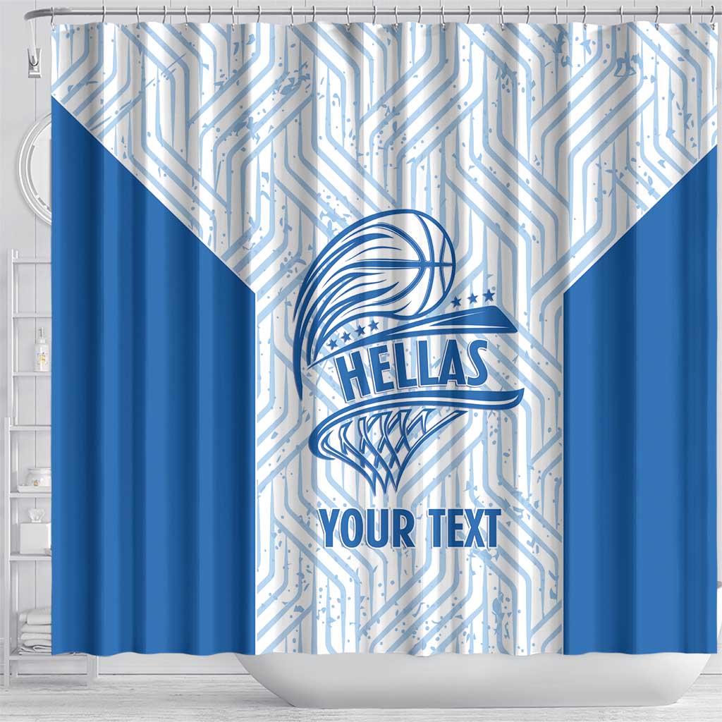 Hellas Basketball Custom Shower Curtain Go Greece White Version - Wonder Print Shop