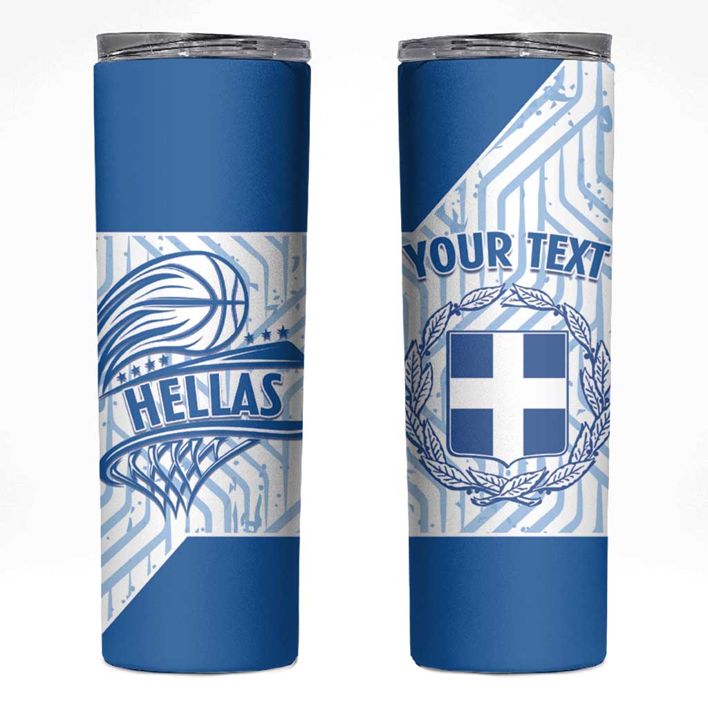 Hellas Basketball Custom Skinny Tumbler Go Greece White Version - Wonder Print Shop
