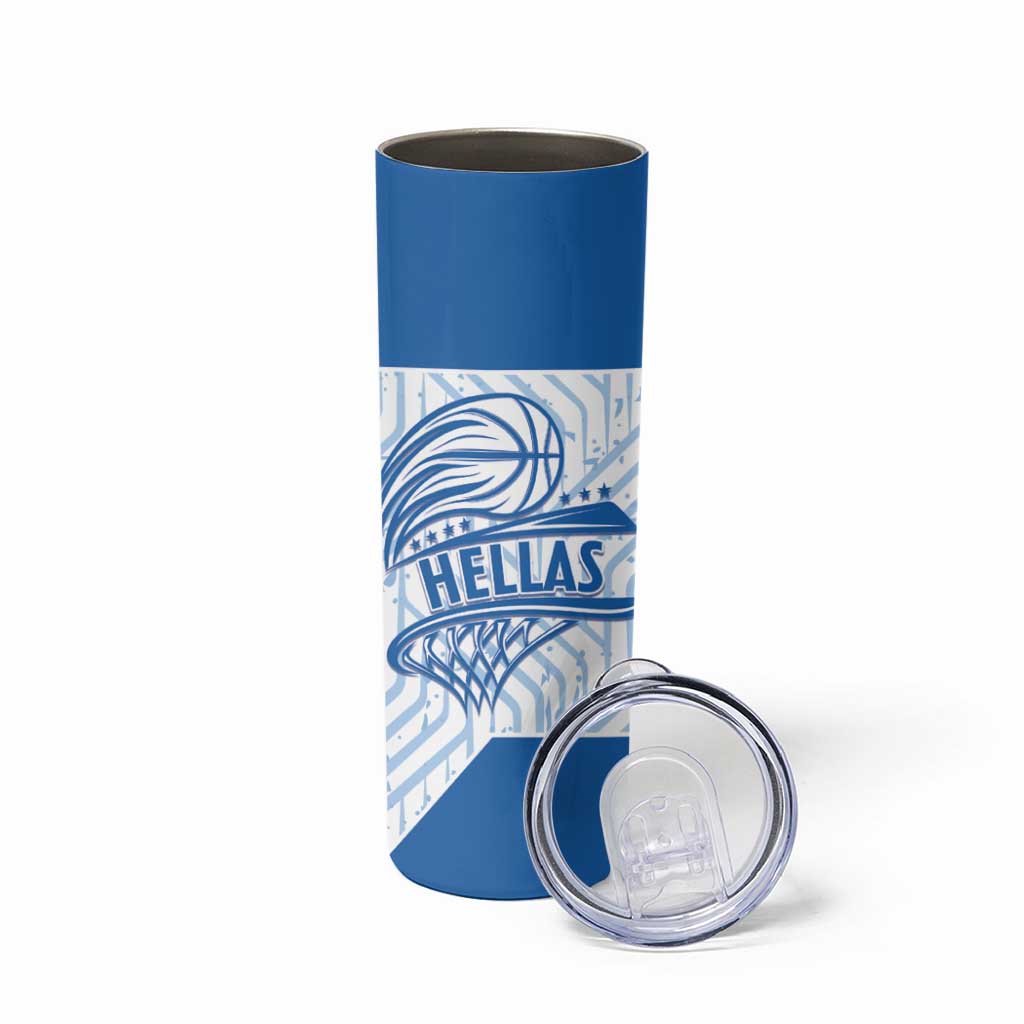 Hellas Basketball Custom Skinny Tumbler Go Greece White Version - Wonder Print Shop