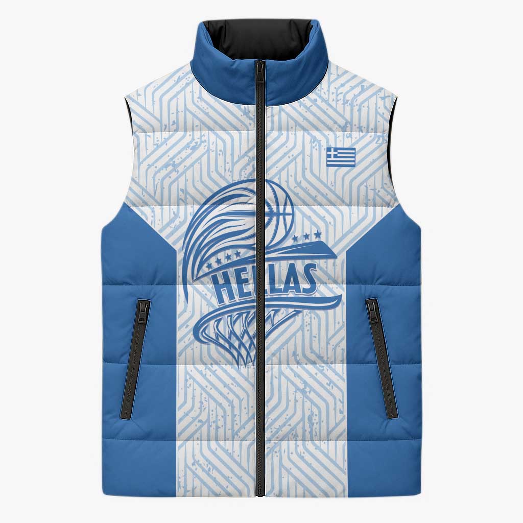 Hellas Basketball Custom Sleeveless Puffer Jacket Go Greece White Version - Wonder Print Shop