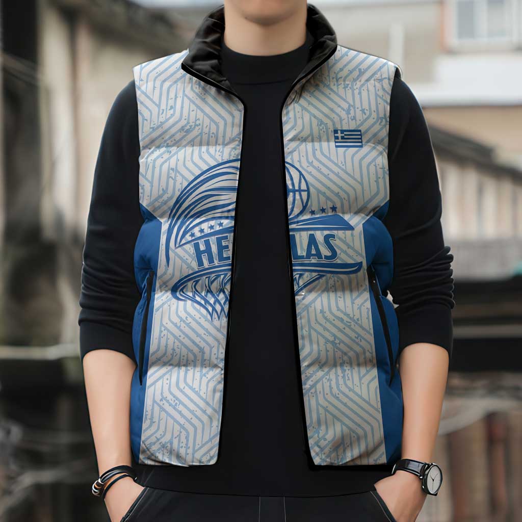 Hellas Basketball Custom Sleeveless Puffer Jacket Go Greece White Version - Wonder Print Shop