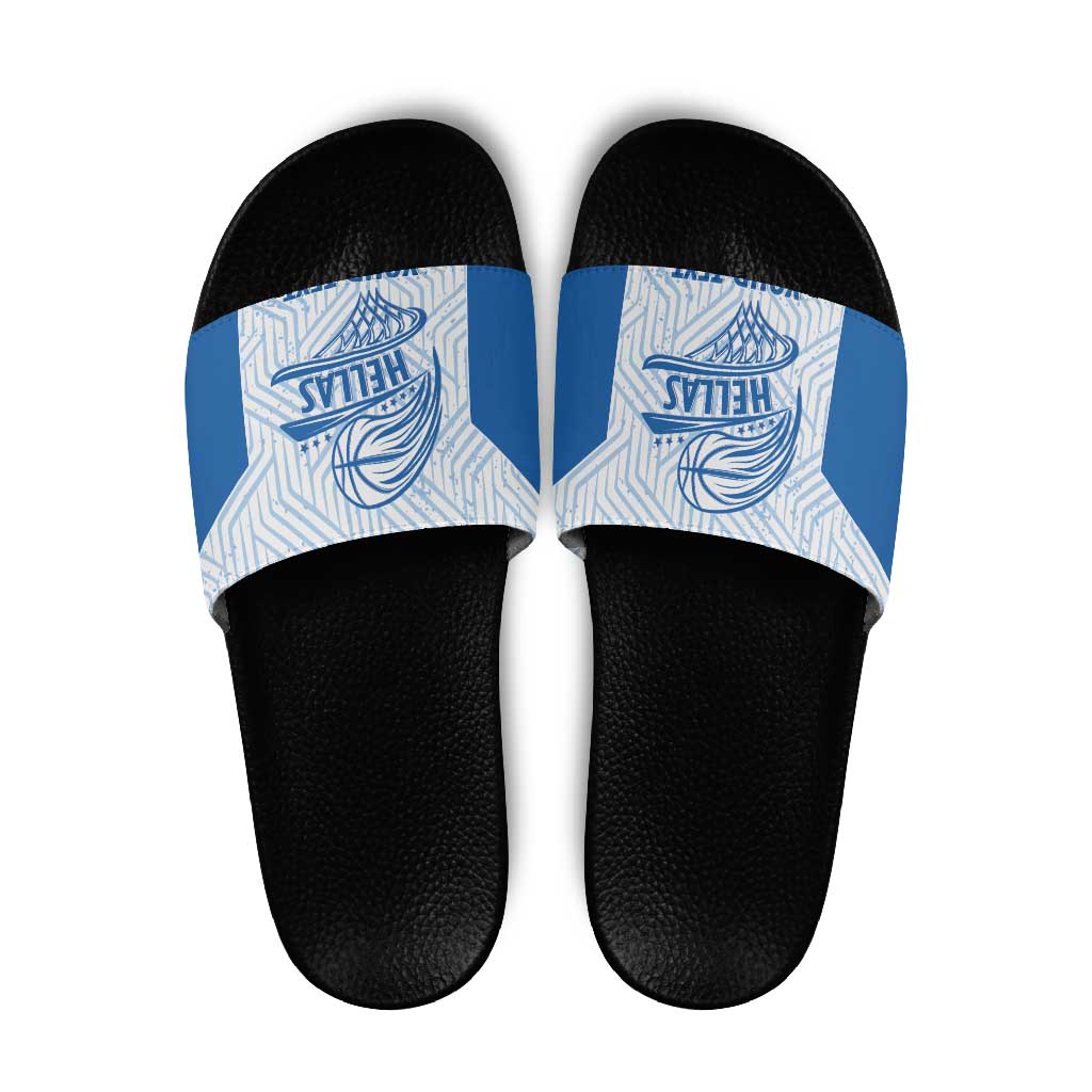 Hellas Basketball Custom Slide Sandals Go Greece White Version - Wonder Print Shop