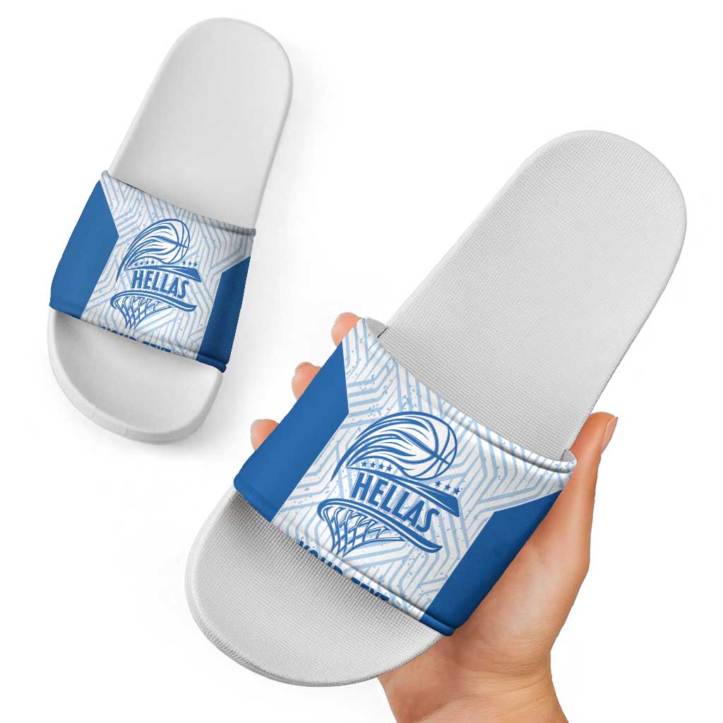 Hellas Basketball Custom Slide Sandals Go Greece White Version - Wonder Print Shop