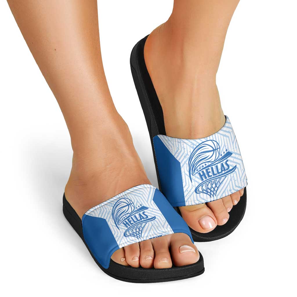 Hellas Basketball Custom Slide Sandals Go Greece White Version - Wonder Print Shop