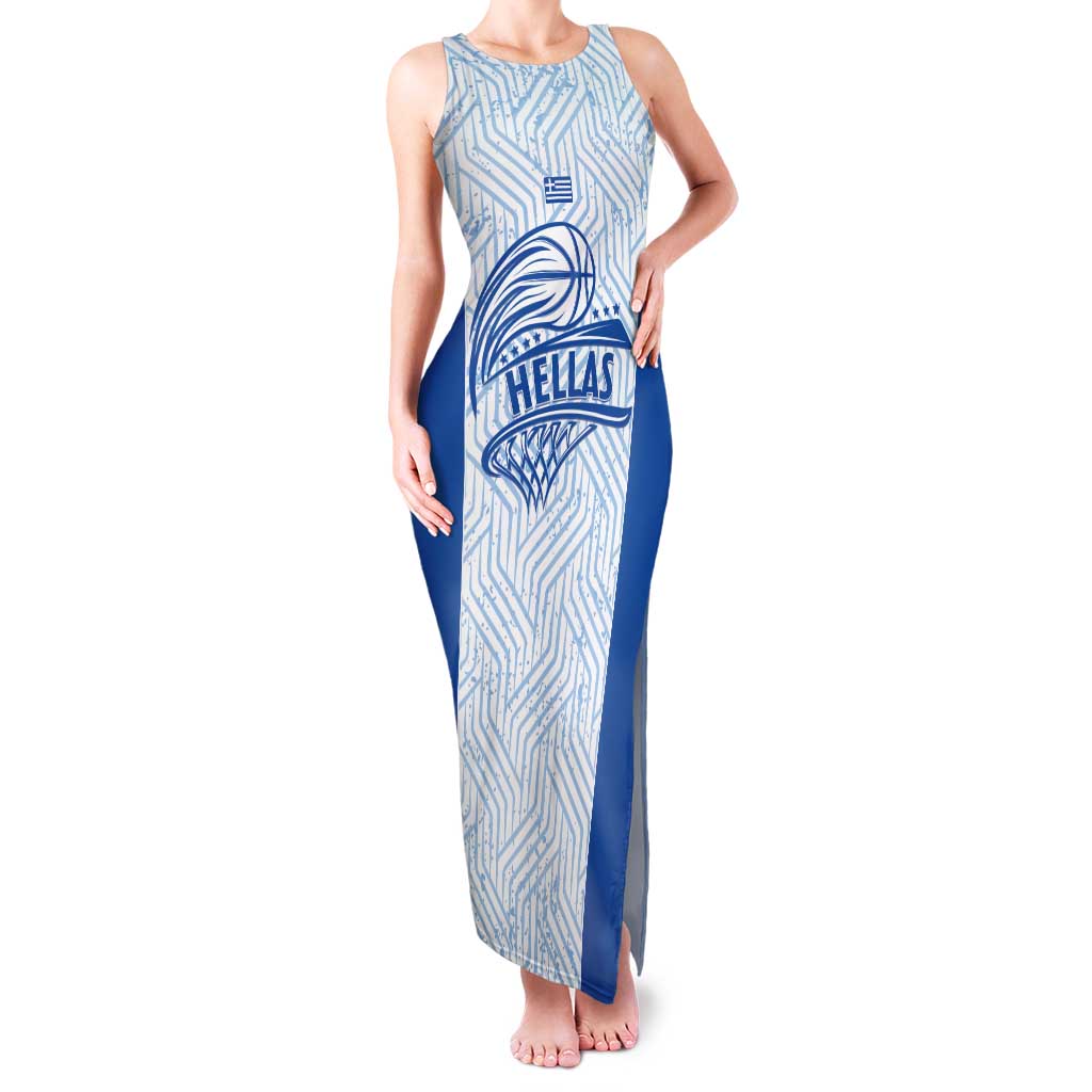 Hellas Basketball Custom Tank Maxi Dress Go Greece White Version - Wonder Print Shop