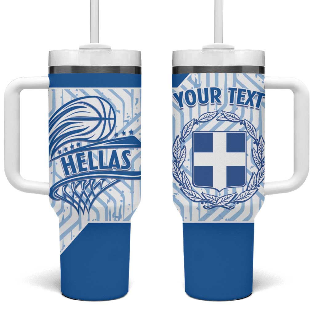 Hellas Basketball Custom Tumbler With Handle Go Greece White Version - Wonder Print Shop