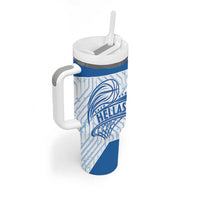 Hellas Basketball Custom Tumbler With Handle Go Greece White Version - Wonder Print Shop