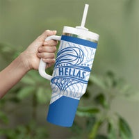 Hellas Basketball Custom Tumbler With Handle Go Greece White Version - Wonder Print Shop