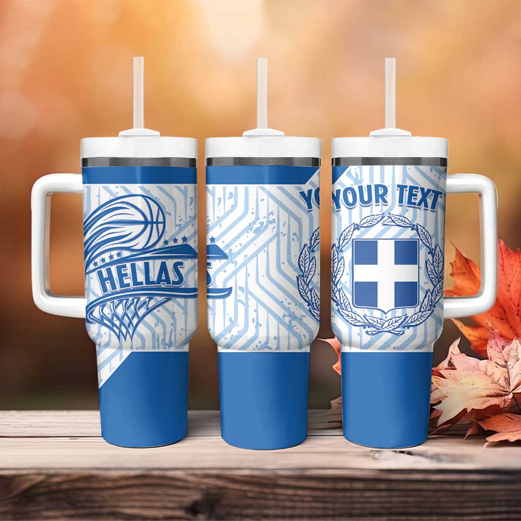 Hellas Basketball Custom Tumbler With Handle Go Greece White Version - Wonder Print Shop