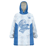 Hellas Basketball Custom Wearable Blanket Hoodie Go Greece White Version - Wonder Print Shop