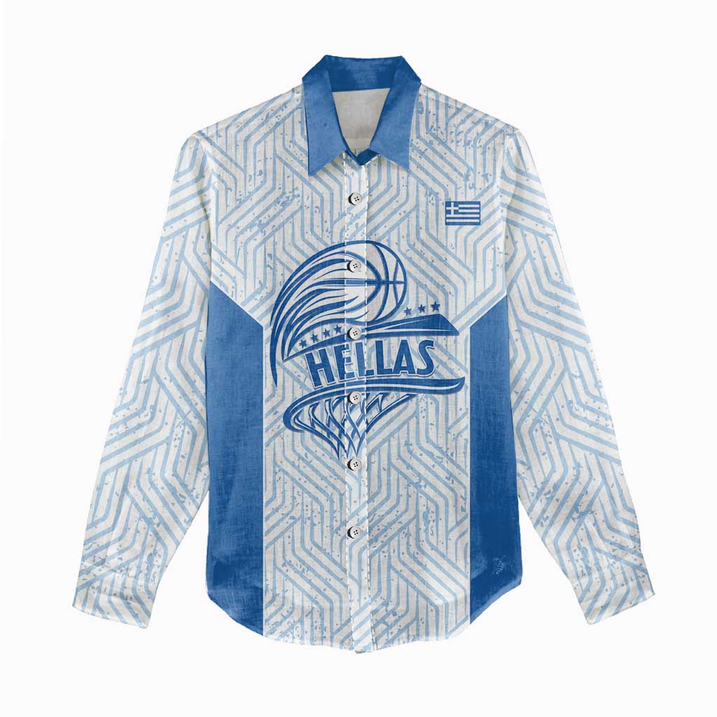 Hellas Basketball Custom Women Casual Shirt Go Greece White Version - Wonder Print Shop