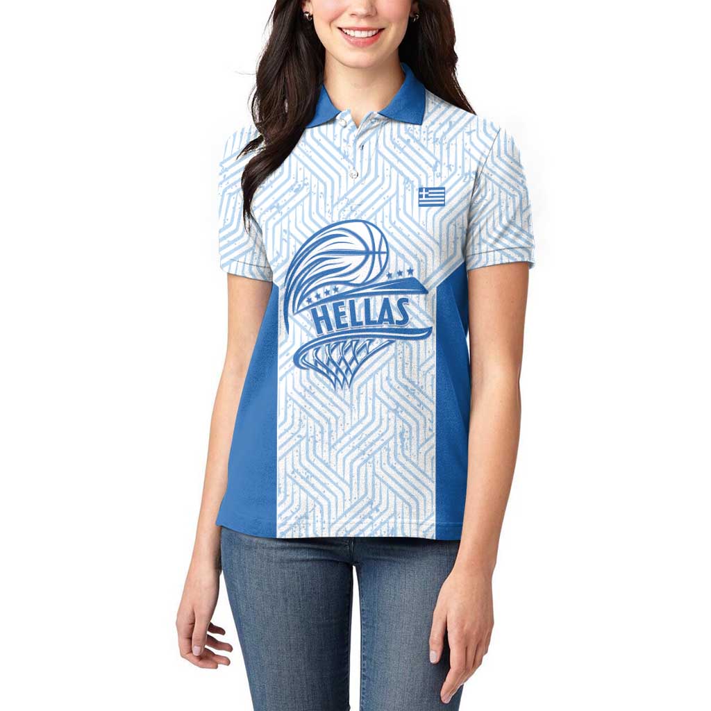 Hellas Basketball Custom Women Polo Shirt Go Greece White Version - Wonder Print Shop