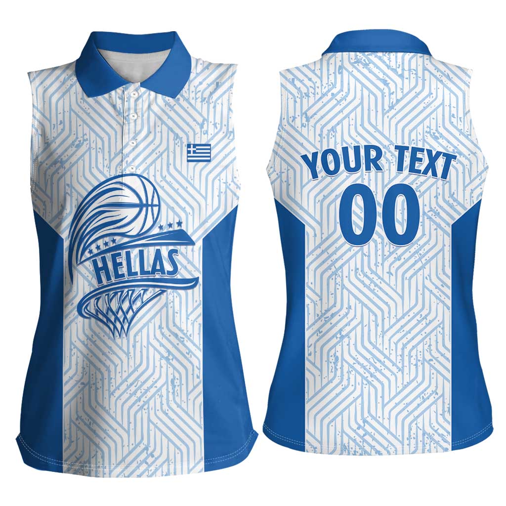 Hellas Basketball Custom Women Sleeveless Polo Shirt Go Greece White Version - Wonder Print Shop