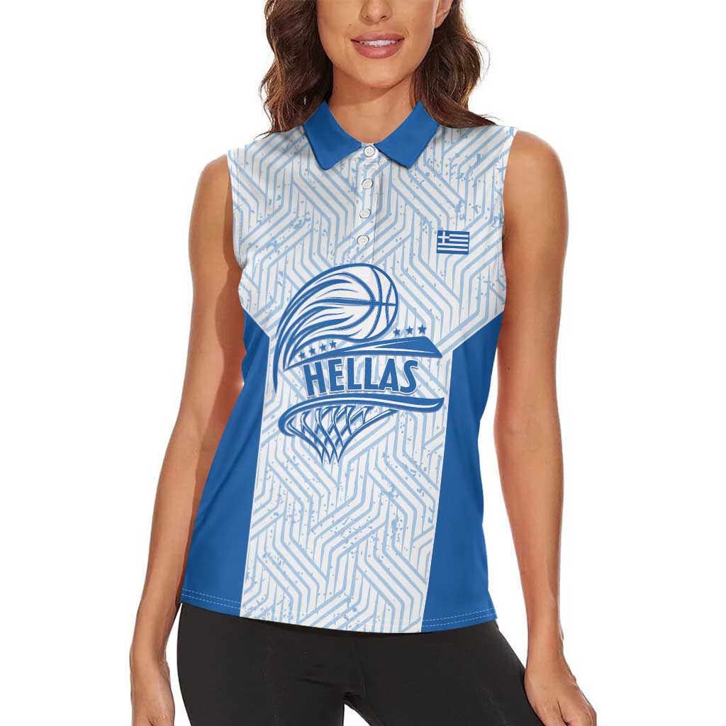 Hellas Basketball Custom Women Sleeveless Polo Shirt Go Greece White Version - Wonder Print Shop