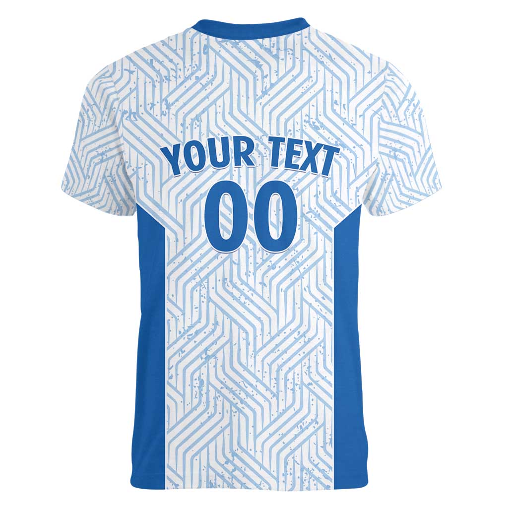 Hellas Basketball Custom Women V-Neck T-Shirt Go Greece White Version - Wonder Print Shop