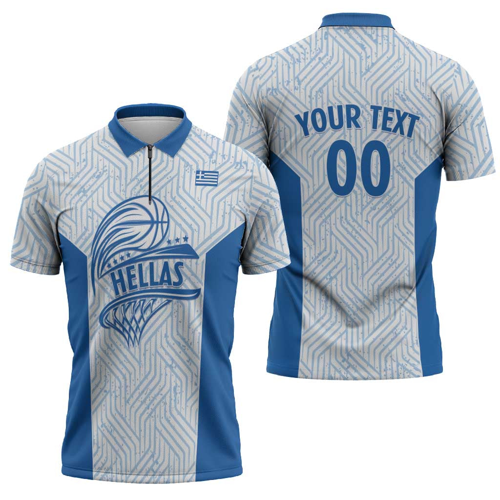 Hellas Basketball Custom Zipper Polo Shirt Go Greece White Version - Wonder Print Shop