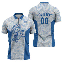 Hellas Basketball Custom Zipper Polo Shirt Go Greece White Version - Wonder Print Shop