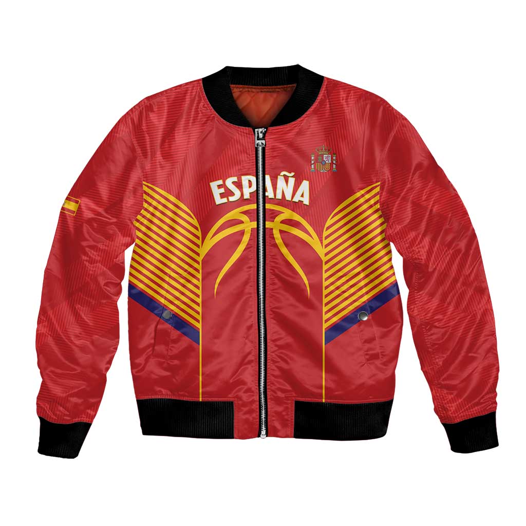 Spain Basketball Custom Bomber Jacket La Roja Go Champions - Wonder Print Shop