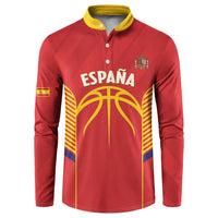 Spain Basketball Custom Button Sweatshirt La Roja Go Champions - Wonder Print Shop