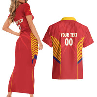 Spain Basketball Custom Couples Matching Short Sleeve Bodycon Dress and Hawaiian Shirt La Roja Go Champions - Wonder Print Shop