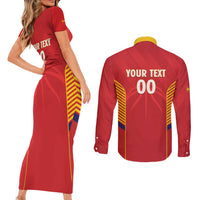 Spain Basketball Custom Couples Matching Short Sleeve Bodycon Dress and Long Sleeve Button Shirt La Roja Go Champions - Wonder Print Shop