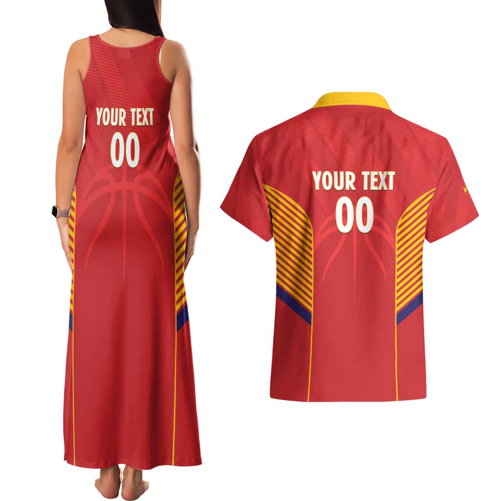 Spain Basketball Custom Couples Matching Tank Maxi Dress and Hawaiian Shirt La Roja Go Champions - Wonder Print Shop