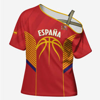 Spain Basketball Custom Cross Shoulder Shirt La Roja Go Champions - Wonder Print Shop