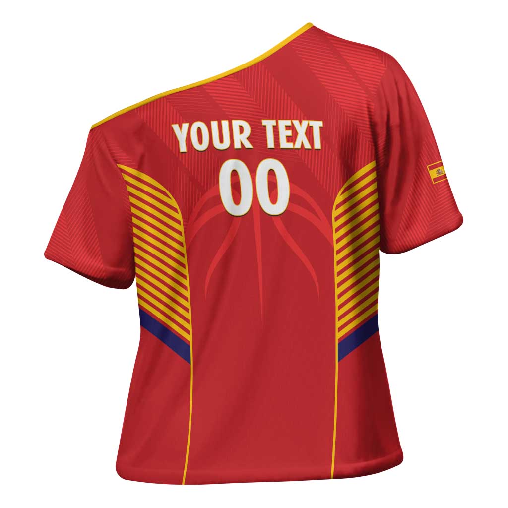 Spain Basketball Custom Cross Shoulder Shirt La Roja Go Champions - Wonder Print Shop
