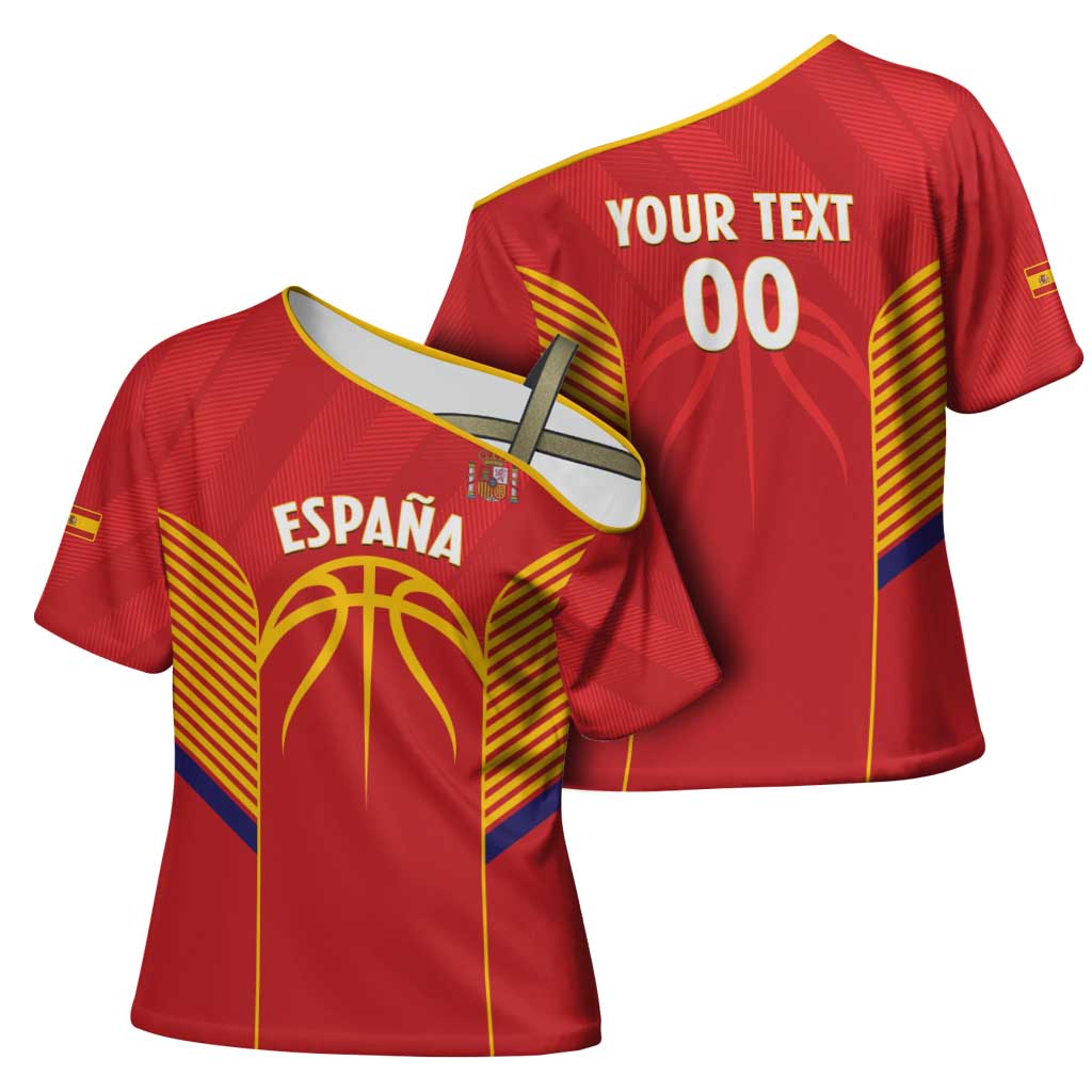 Spain Basketball Custom Cross Shoulder Shirt La Roja Go Champions - Wonder Print Shop