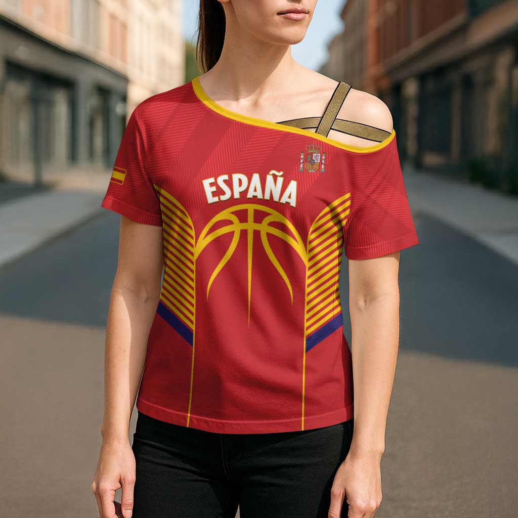Spain Basketball Custom Cross Shoulder Shirt La Roja Go Champions - Wonder Print Shop