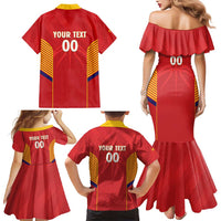 Spain Basketball Custom Family Matching Mermaid Dress and Hawaiian Shirt La Roja Go Champions - Wonder Print Shop